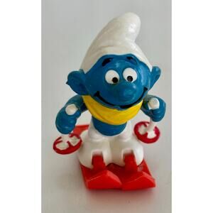 Skier Smurf Figure 20091 Peyo Schleich Vintage 1976 Germany Smurfs EUC